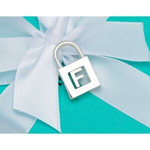 Tiffany & Co. Vintage "F" Letter Lock Charm Padlock Alphabet Pendant in Silver
